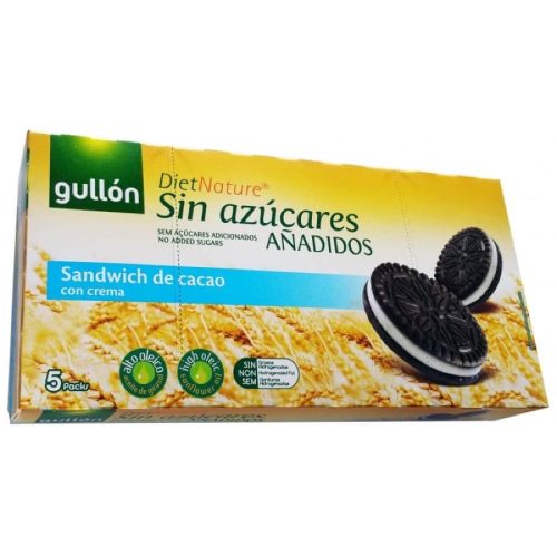 Gullón Twins Sandwich - Kakaové sušienky s krémovou náplňou, bez pridaného cukru, 210 g